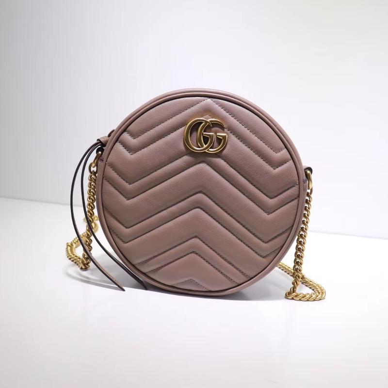 Gucci Chain Shoulder Bag 550154 Full leather antique copper buckle in pure nude color